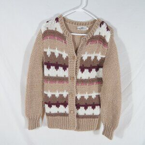 Vintage JanVanderbilt | Fair Isle Knit Cardigan Sweater Beige | Size M